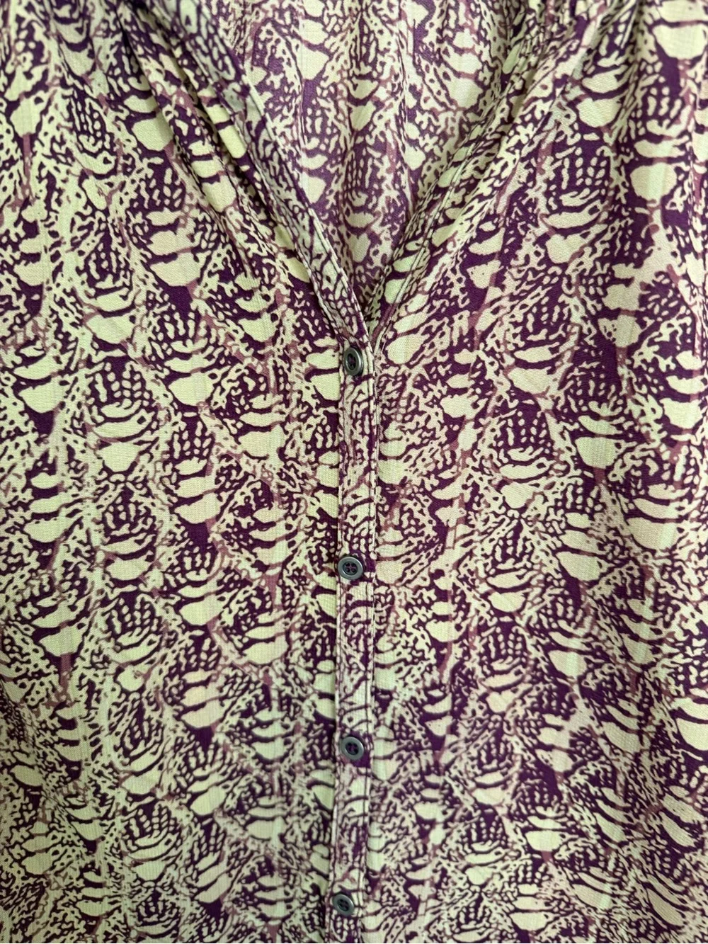 Vintage America Abstract Print 3/4 Sleeve Button Down Blouse Size Large